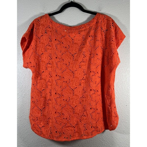 Maeve Anthropologie Karine Orange Floral Embroidered Beaded Lace Top Blouse Sz 4 - Picture 4 of 13